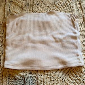 white ribbed tube top